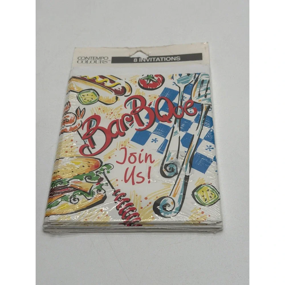 Vintage Contempo Colours Bar-B-Que Invitations 8 Count Sealed Summer BBQ Retro
